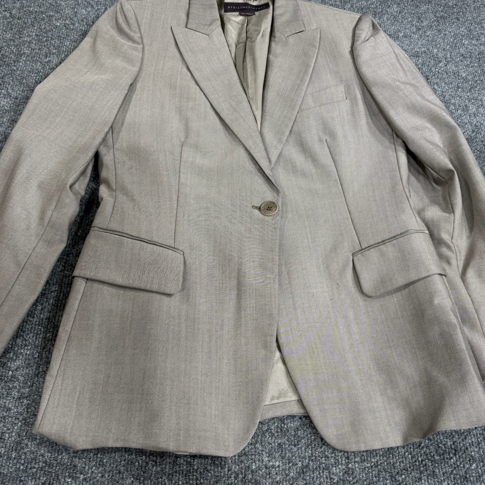 Stella McCartney Blazer Womens 42 Brown Wool One Button Jacket Tailored Career - Picture 6 of 16